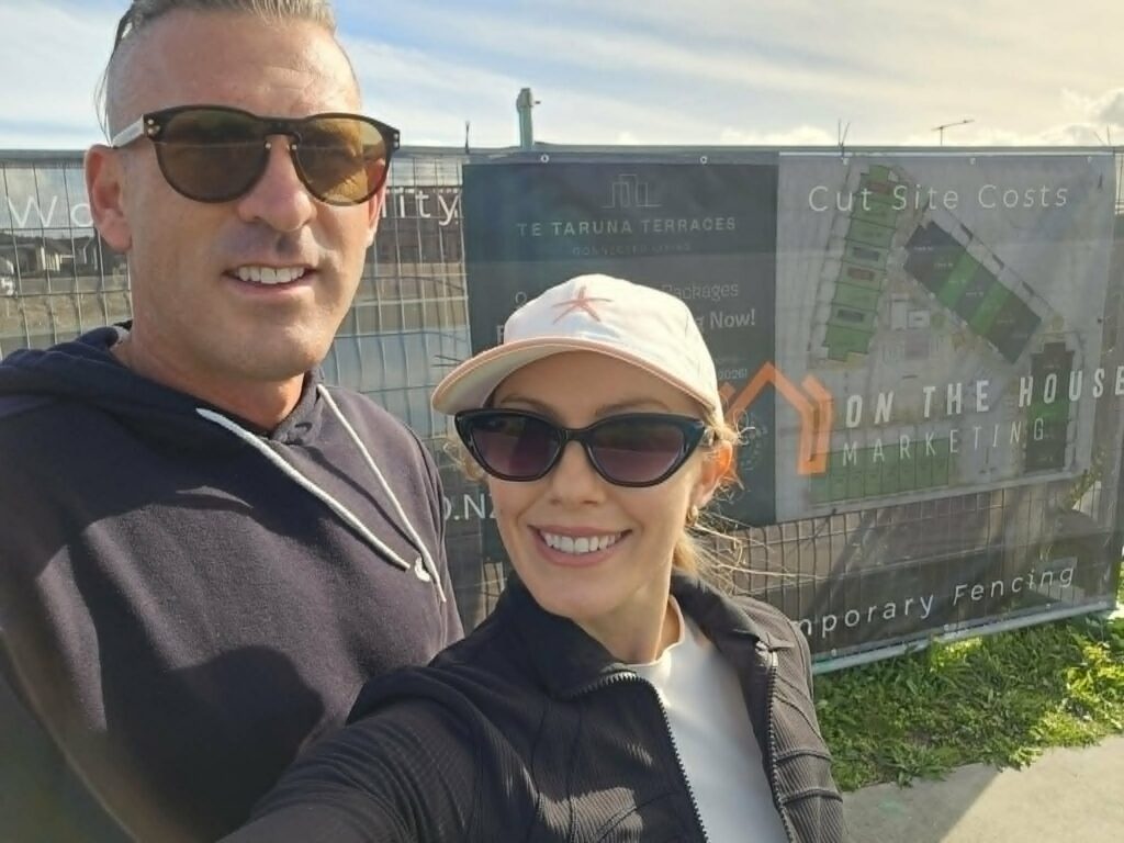 Andy and Monique, founders of On The House Marketing, on site in Auckland