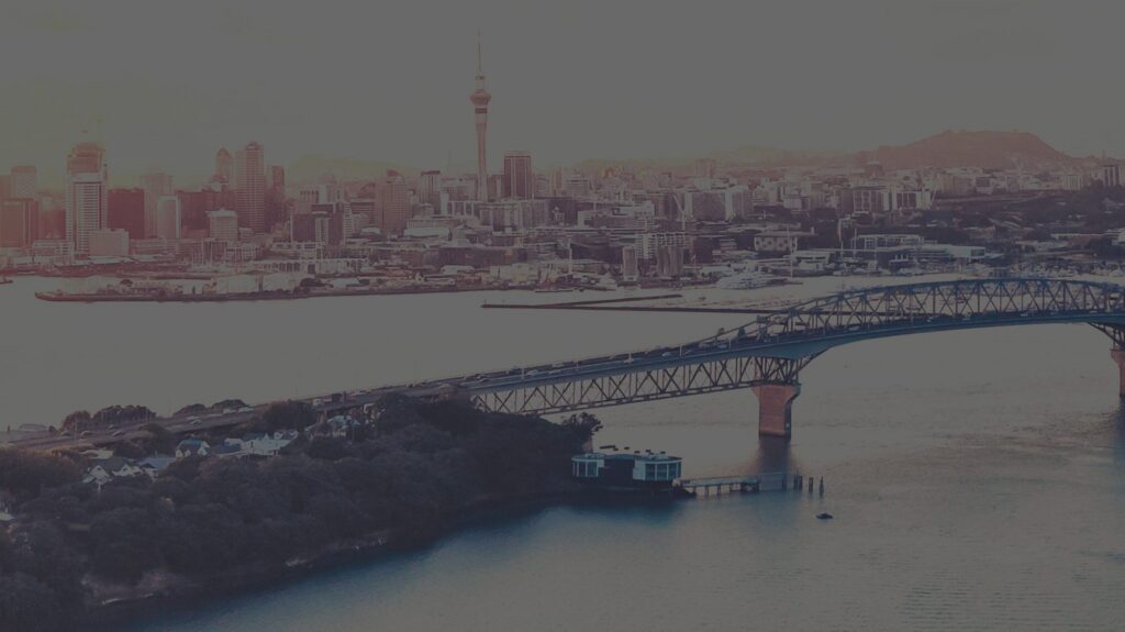 Auckland Harbour Bridge and city skyline