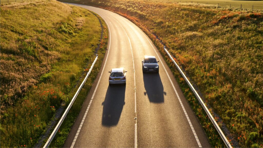 Aerial view of traffic on a main road